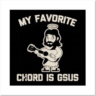 Vintage My Favorite Chord Is Gsus Tshirt Funny Catholic Jesus Guitar Posters and Art